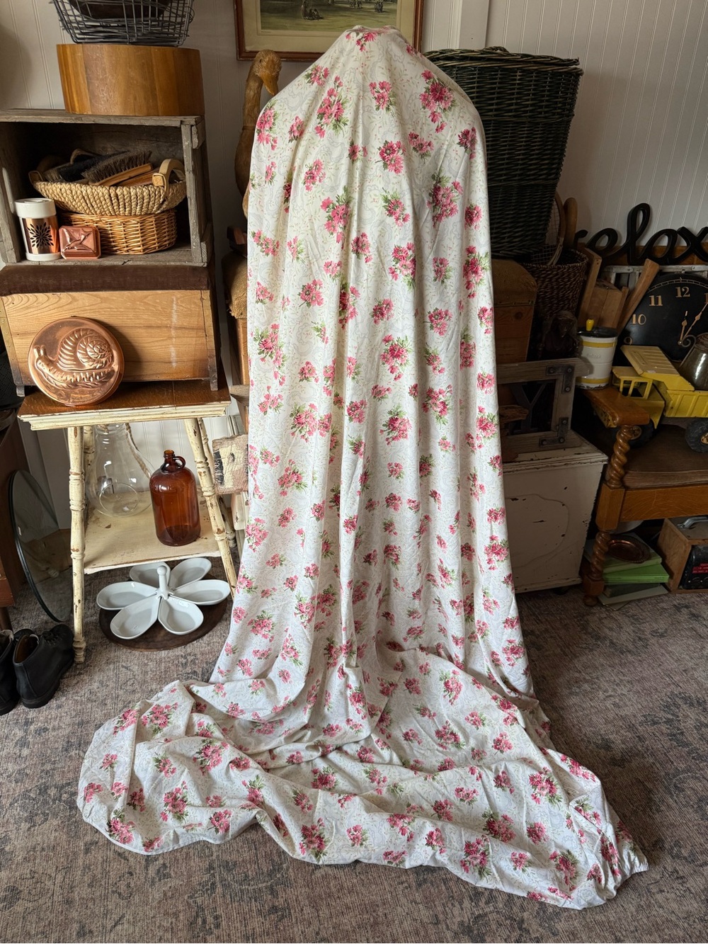 Floral Pink Rose Cotton Fitted/Fabric